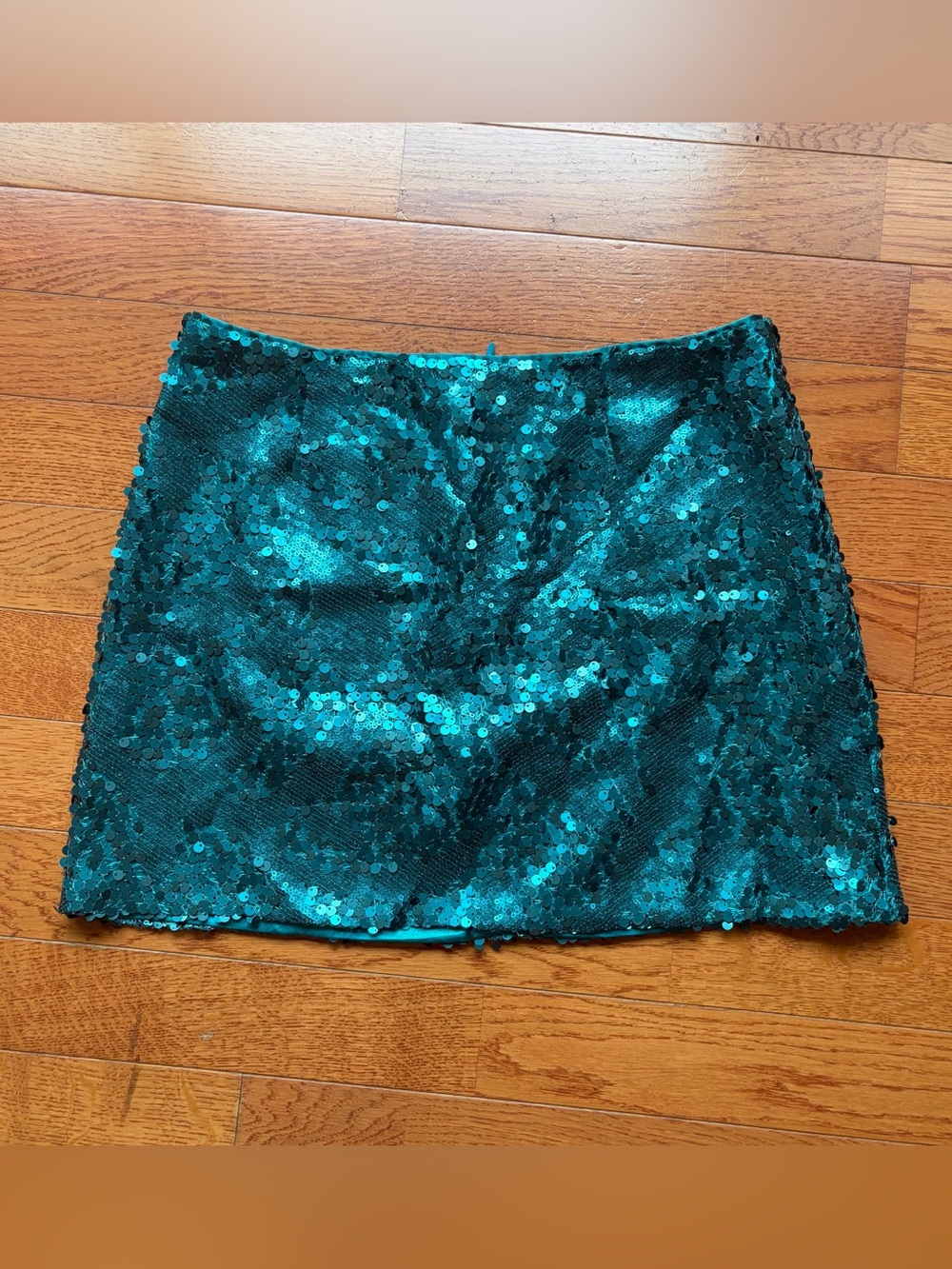 Garnet Hill Green Sequin Mini Skirt